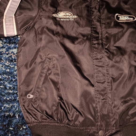 Vintage Harley Davidson Racing Nylon Riding Jacket Black Screaming Eagle - Picture 3 of 10